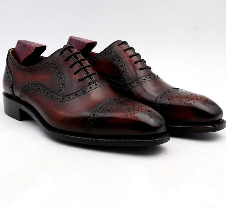 Patina Wine Full Grain Men's Oxford Shoes