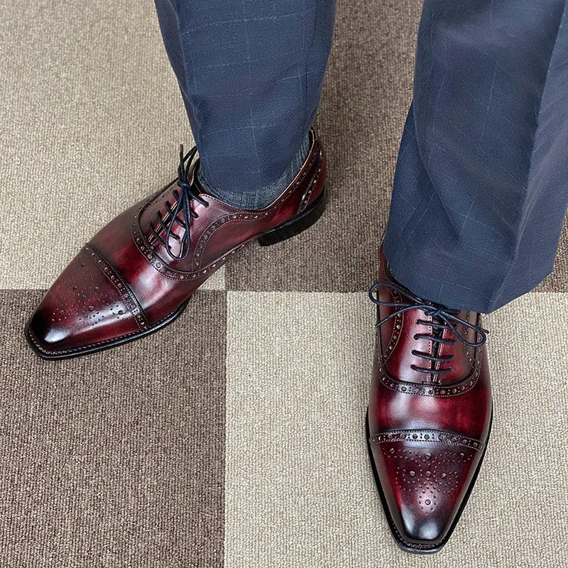 Patina Wine Full Grain Men's Oxford Shoes