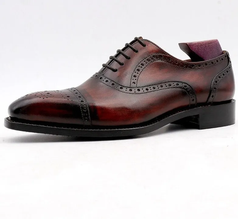 Patina Wine Full Grain Men's Oxford Shoes