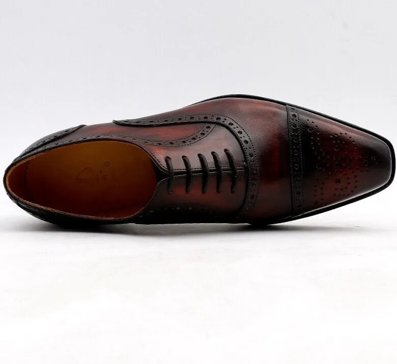 Patina Wine Full Grain Men's Oxford Shoes