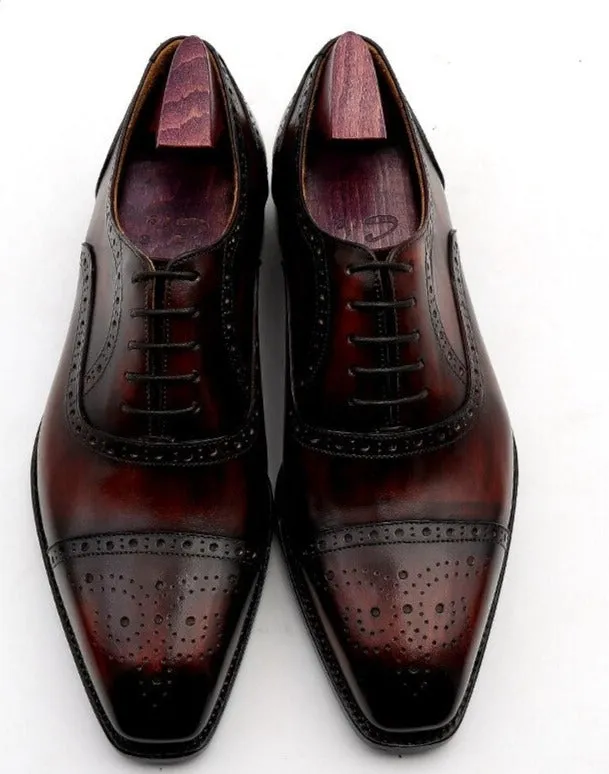 Patina Wine Full Grain Men's Oxford Shoes