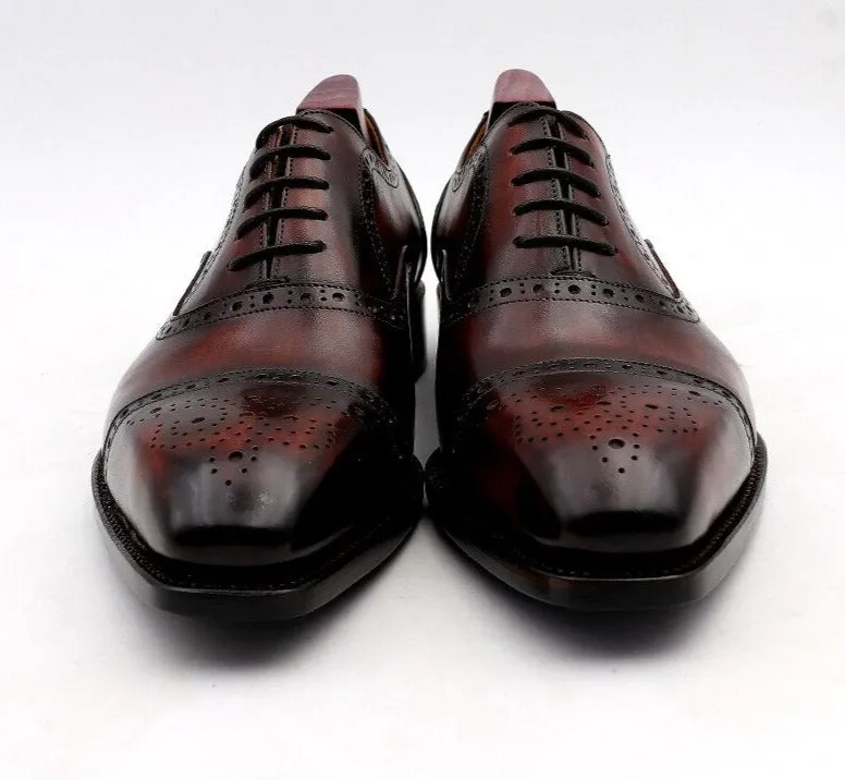 Patina Wine Full Grain Men's Oxford Shoes