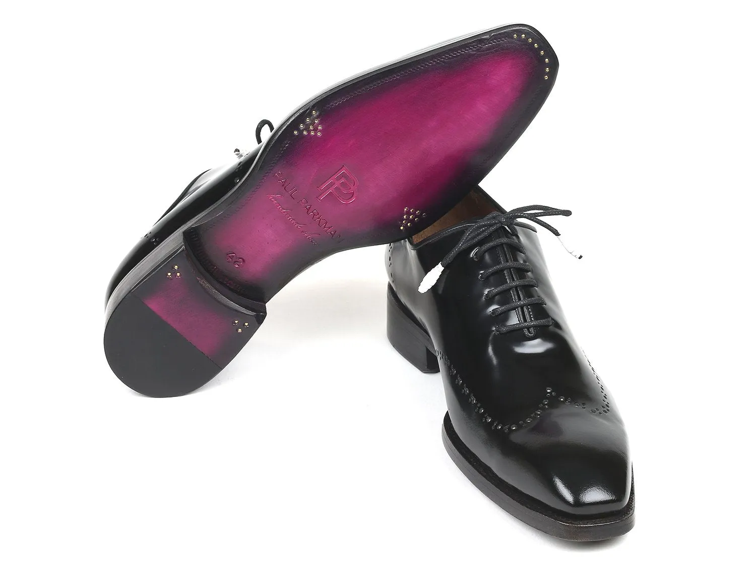 Paul Parkman Goodyear Welted Wingtip Oxfords, Black Polished Leather