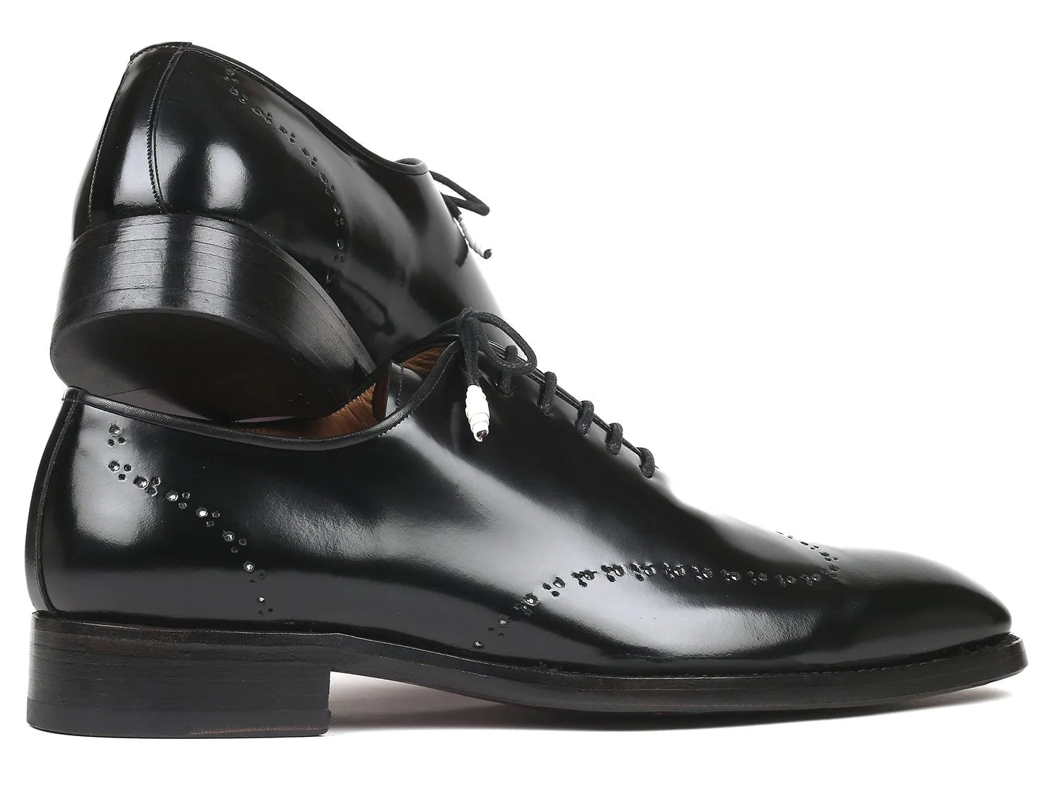 Paul Parkman Goodyear Welted Wingtip Oxfords, Black Polished Leather