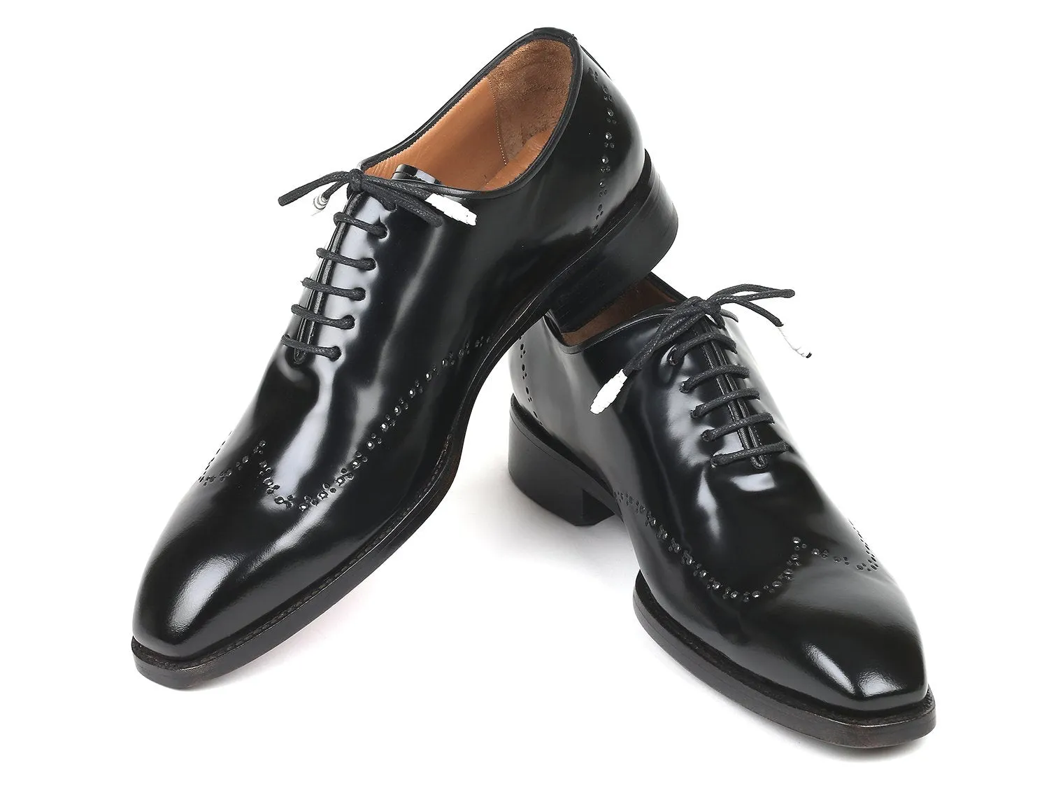 Paul Parkman Goodyear Welted Wingtip Oxfords, Black Polished Leather