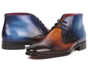 Paul Parkman Men's Brown Leather Chukka Boots, Brown & Blue