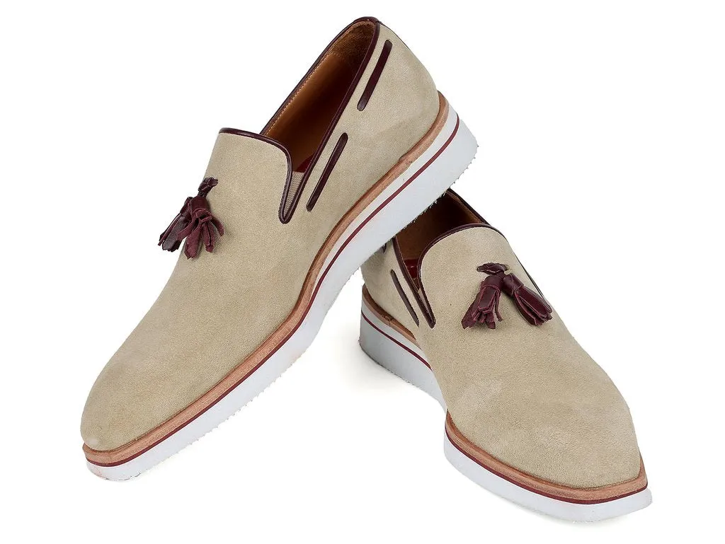 Paul Parkman Men's Casual Suede Loafers, Beige