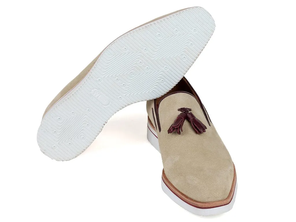 Paul Parkman Men's Casual Suede Loafers, Beige