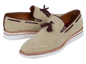 Paul Parkman Men's Casual Suede Loafers, Beige