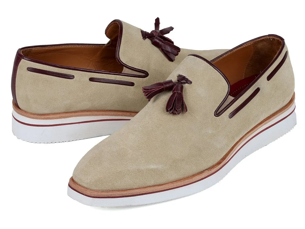 Paul Parkman Men's Casual Suede Loafers, Beige