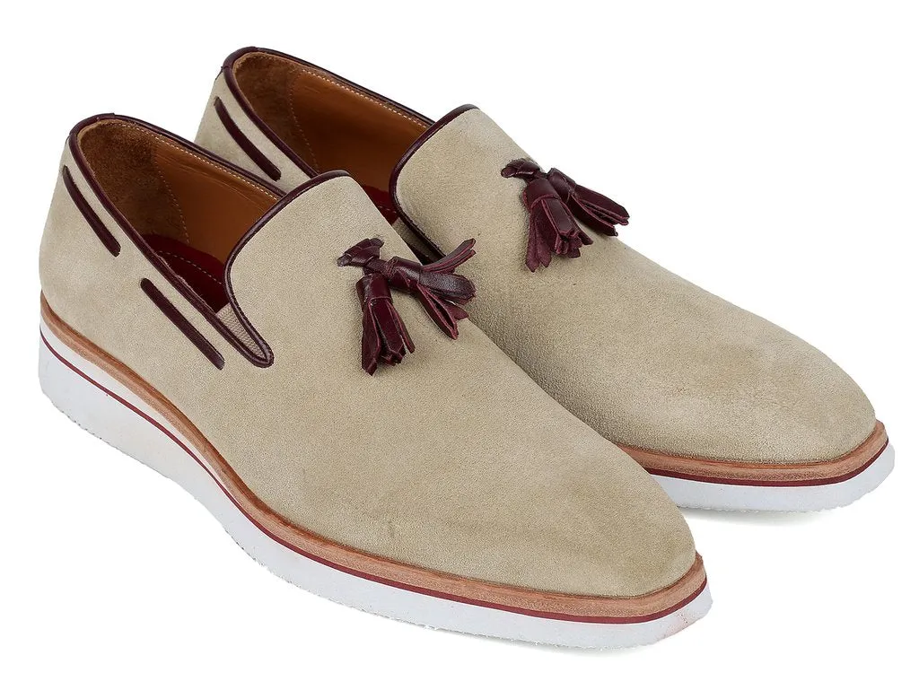 Paul Parkman Men's Casual Suede Loafers, Beige