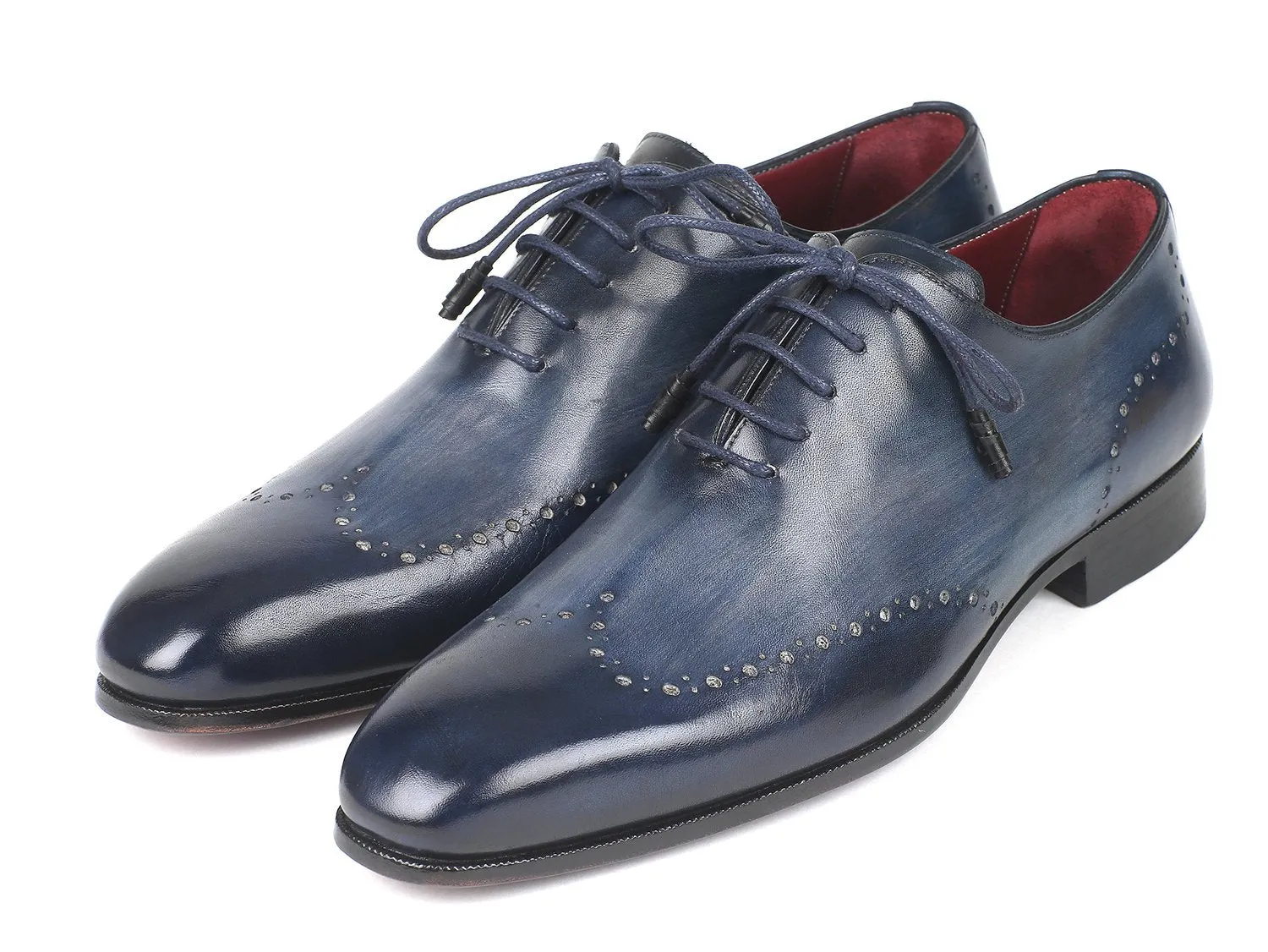 Paul Parkman Men's Navy Burnished Wingtip Oxfords