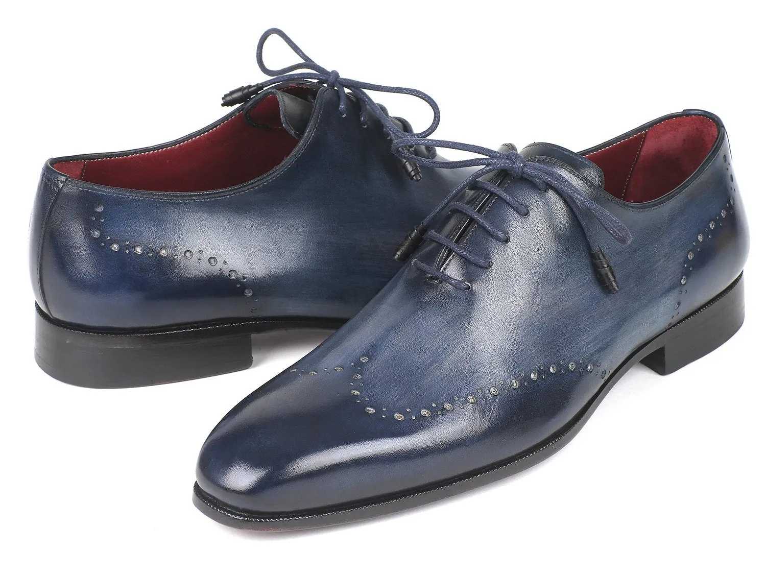Paul Parkman Men's Navy Burnished Wingtip Oxfords