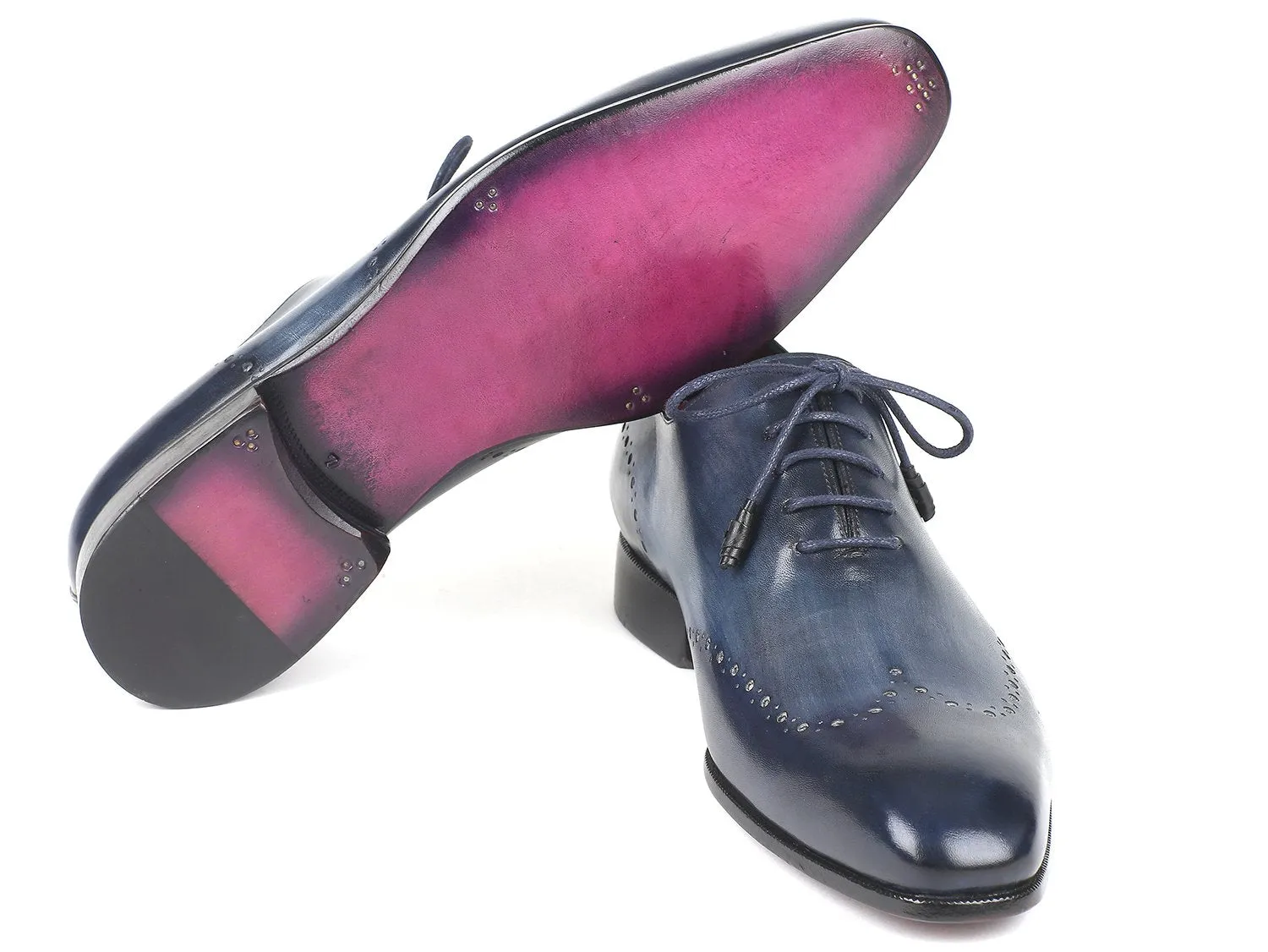 Paul Parkman Men's Navy Burnished Wingtip Oxfords