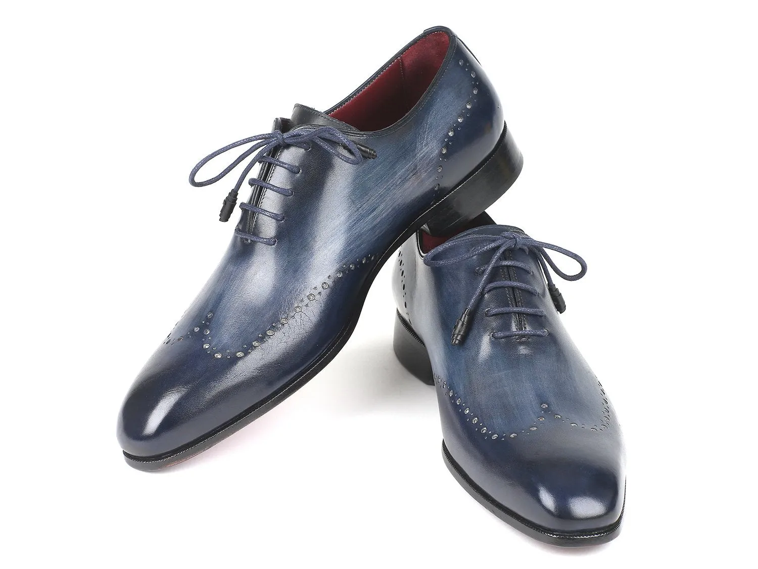 Paul Parkman Men's Navy Burnished Wingtip Oxfords