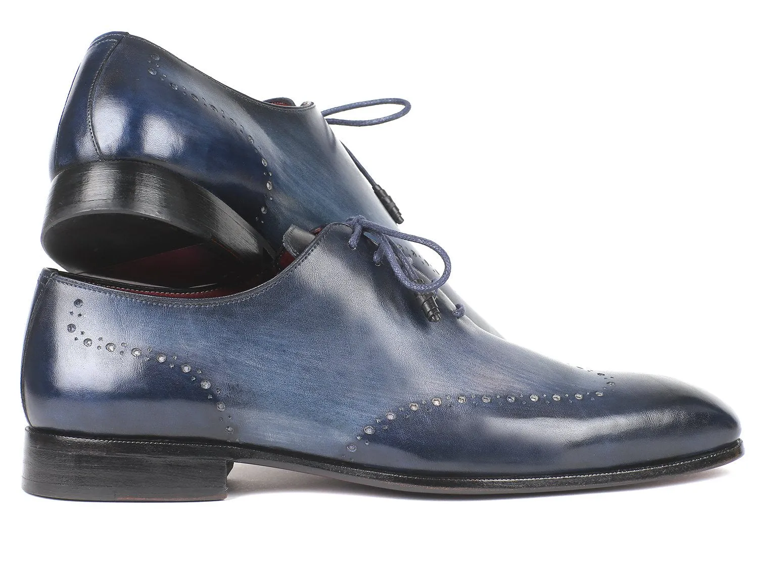Paul Parkman Men's Navy Burnished Wingtip Oxfords