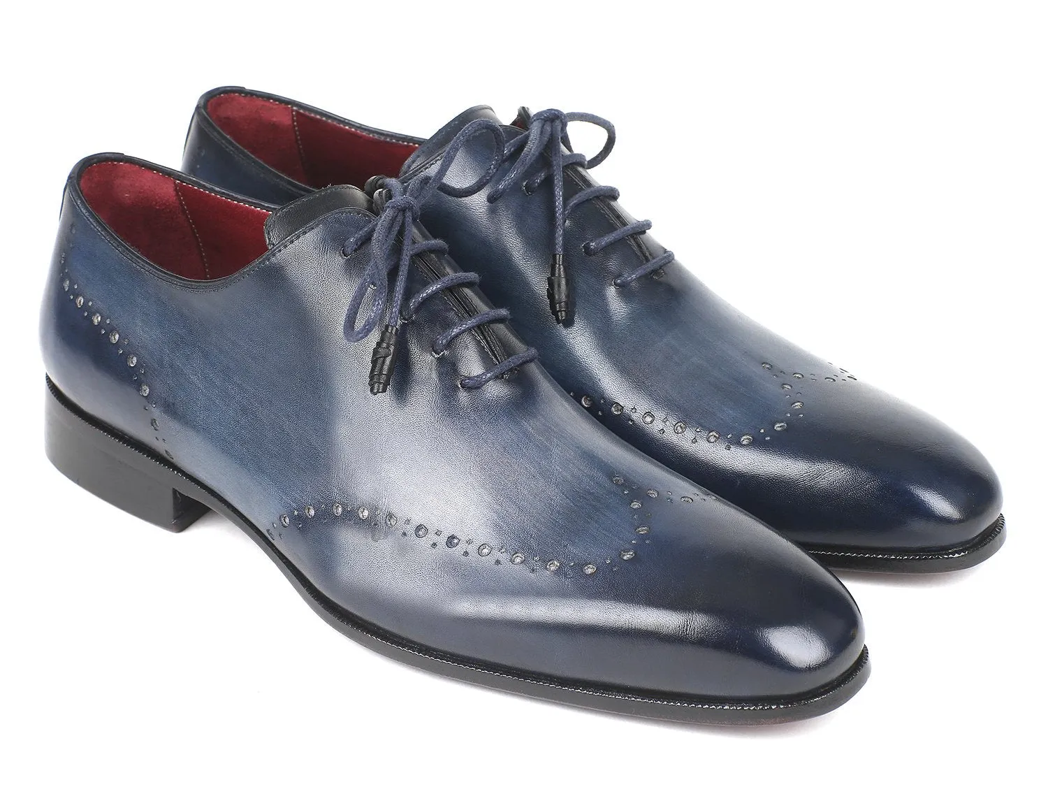 Paul Parkman Men's Navy Burnished Wingtip Oxfords