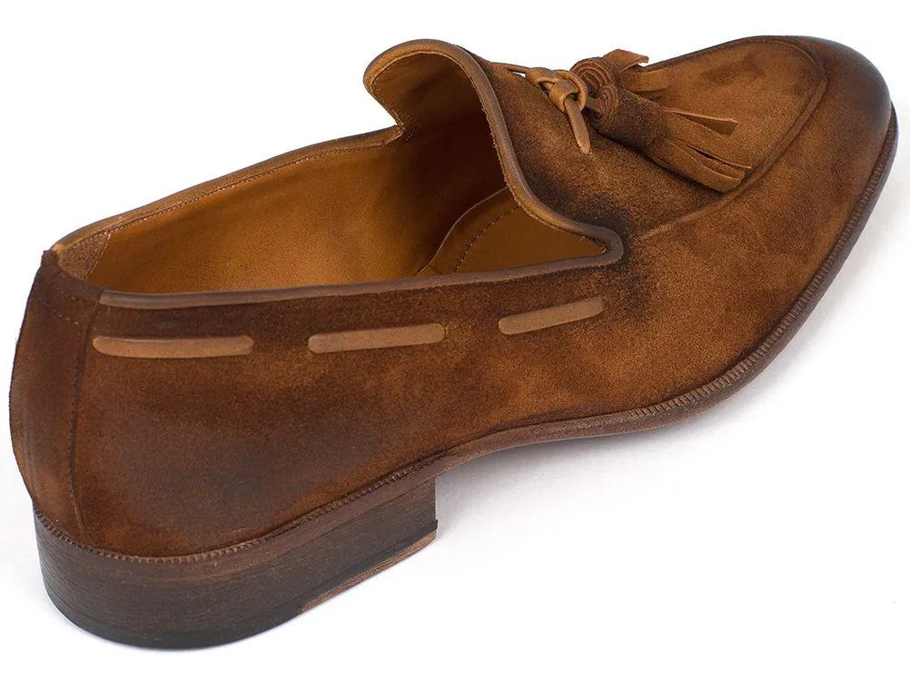 Paul Parkman Men's Suede Tassel Loafer - Antique Brown