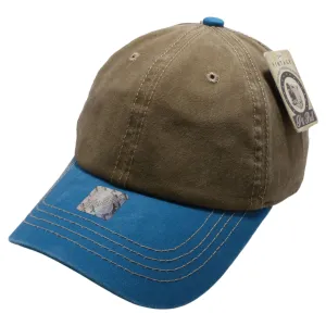 PB188k Pit Bull Pigment Washed Cotton Khaki 2 Tone Buckle Strap Hat  [Khaki/Aqua]