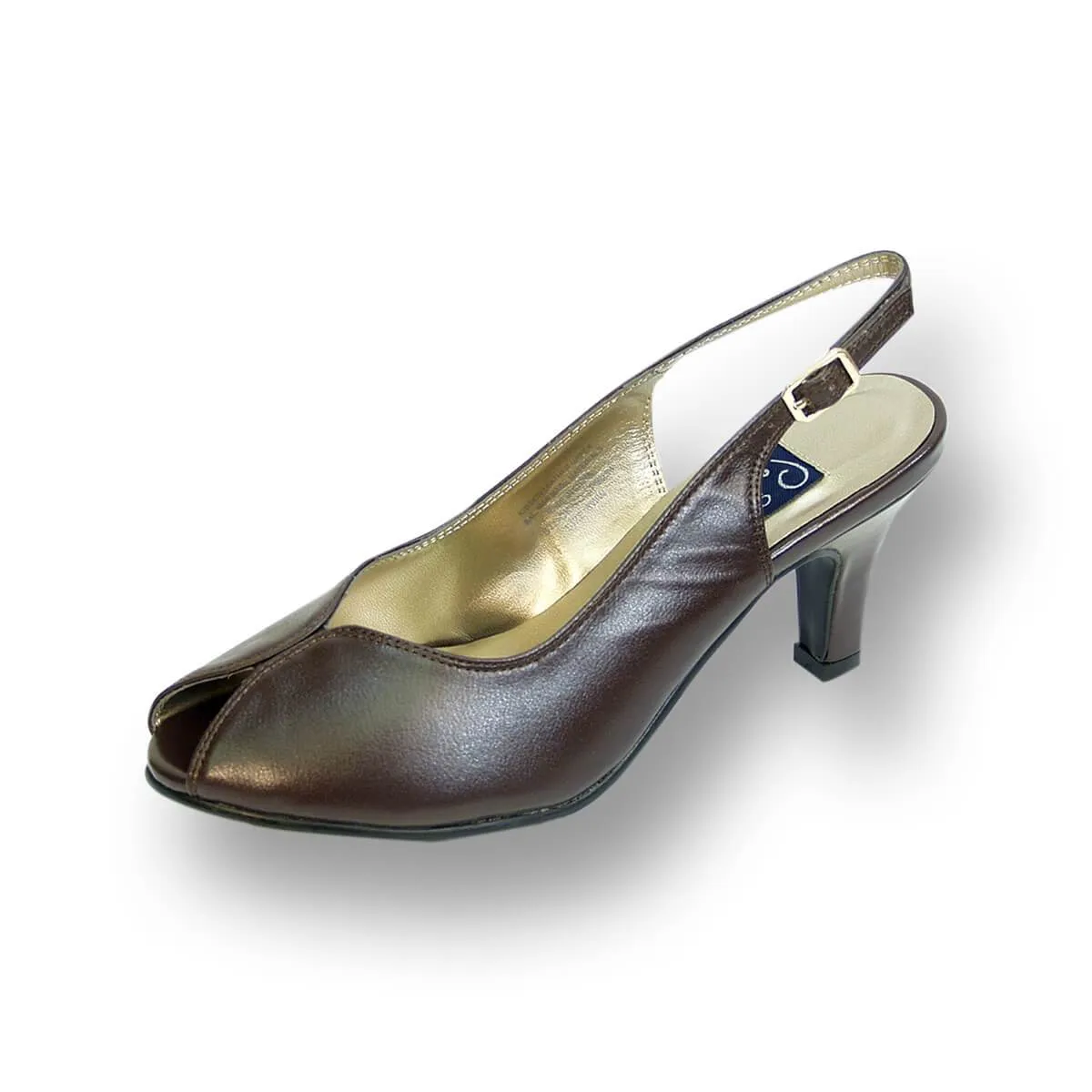 PEERAGE Zara Women's Wide Width Leather Slingback Pumps
