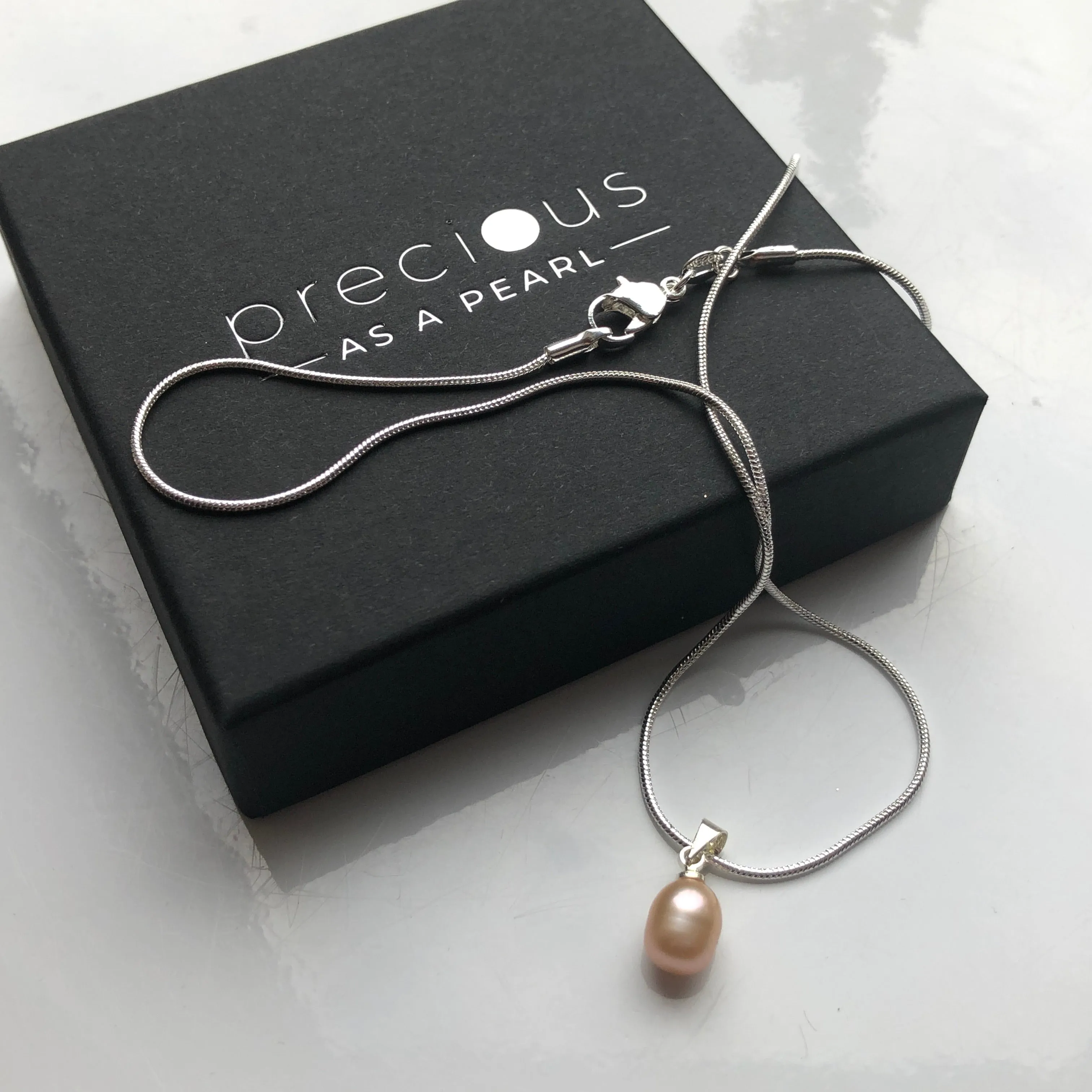 Pendant: Peachy Pink drop freshwater pearl pendant - classic