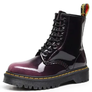 PEOPLETERRITORY High-top 1460 color-changing purple locomotive boots women's classic retro British style short boots men's and women's leather boots round head trend