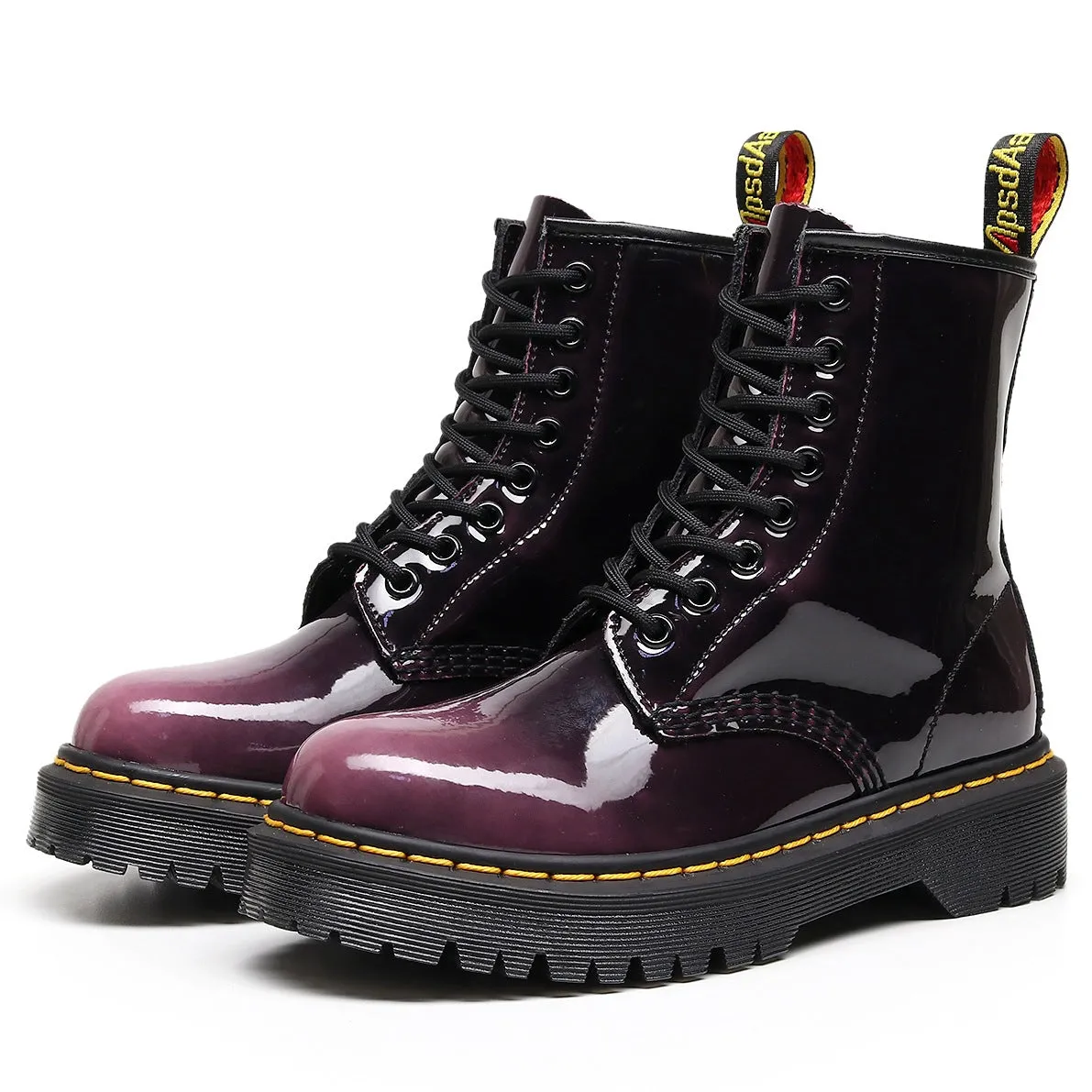 PEOPLETERRITORY High-top 1460 color-changing purple locomotive boots women's classic retro British style short boots men's and women's leather boots round head trend