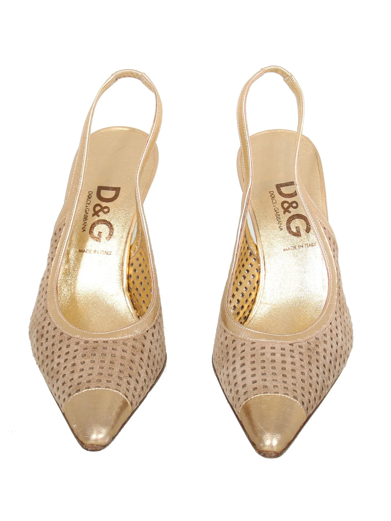 Perforated Slingback Pointed Pumps