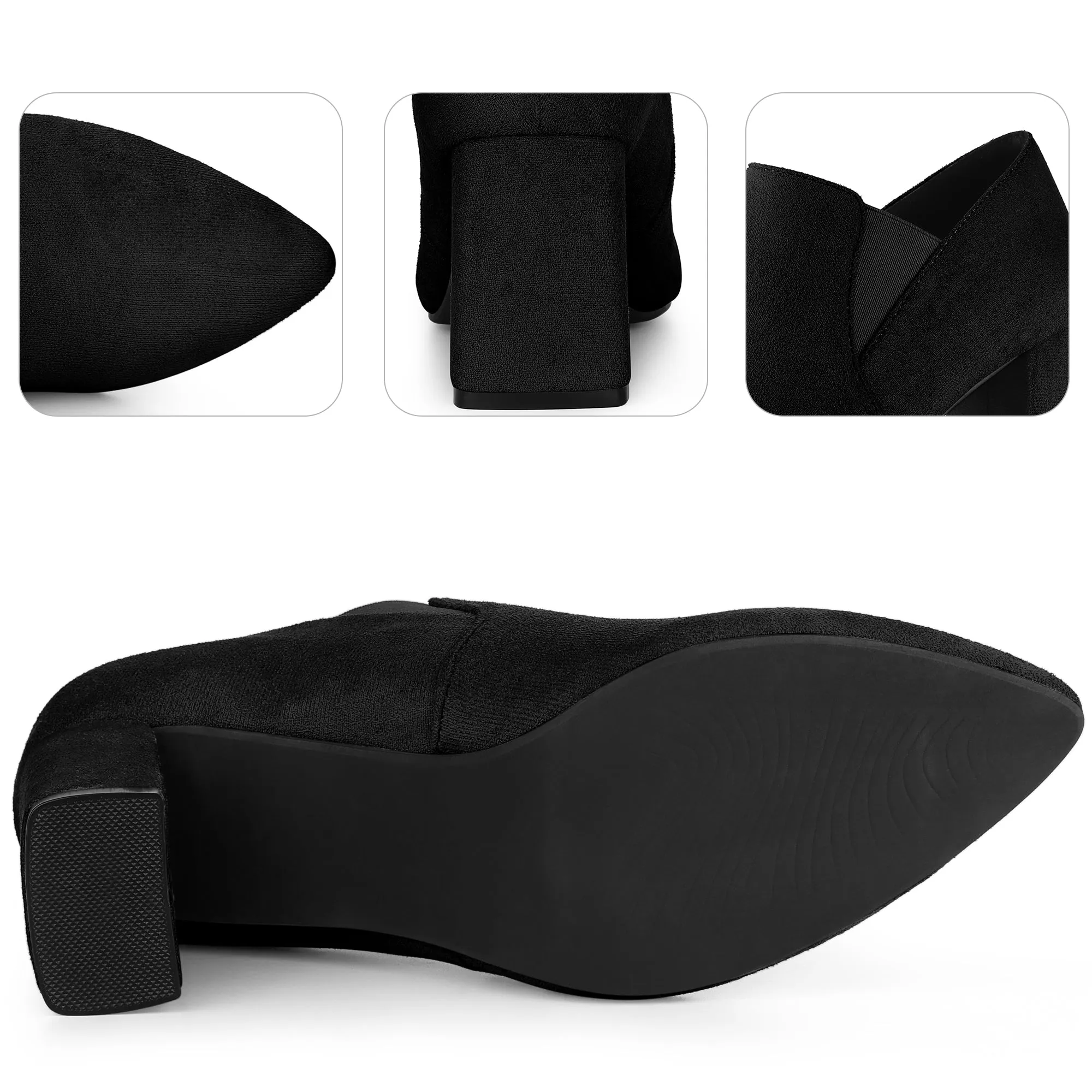 Perphy Pointy Toe Slip on Chunky Heels Chelsea Ankle Booties for Women