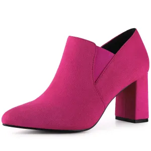 Perphy Pointy Toe Slip on Chunky Heels Chelsea Ankle Booties for Women