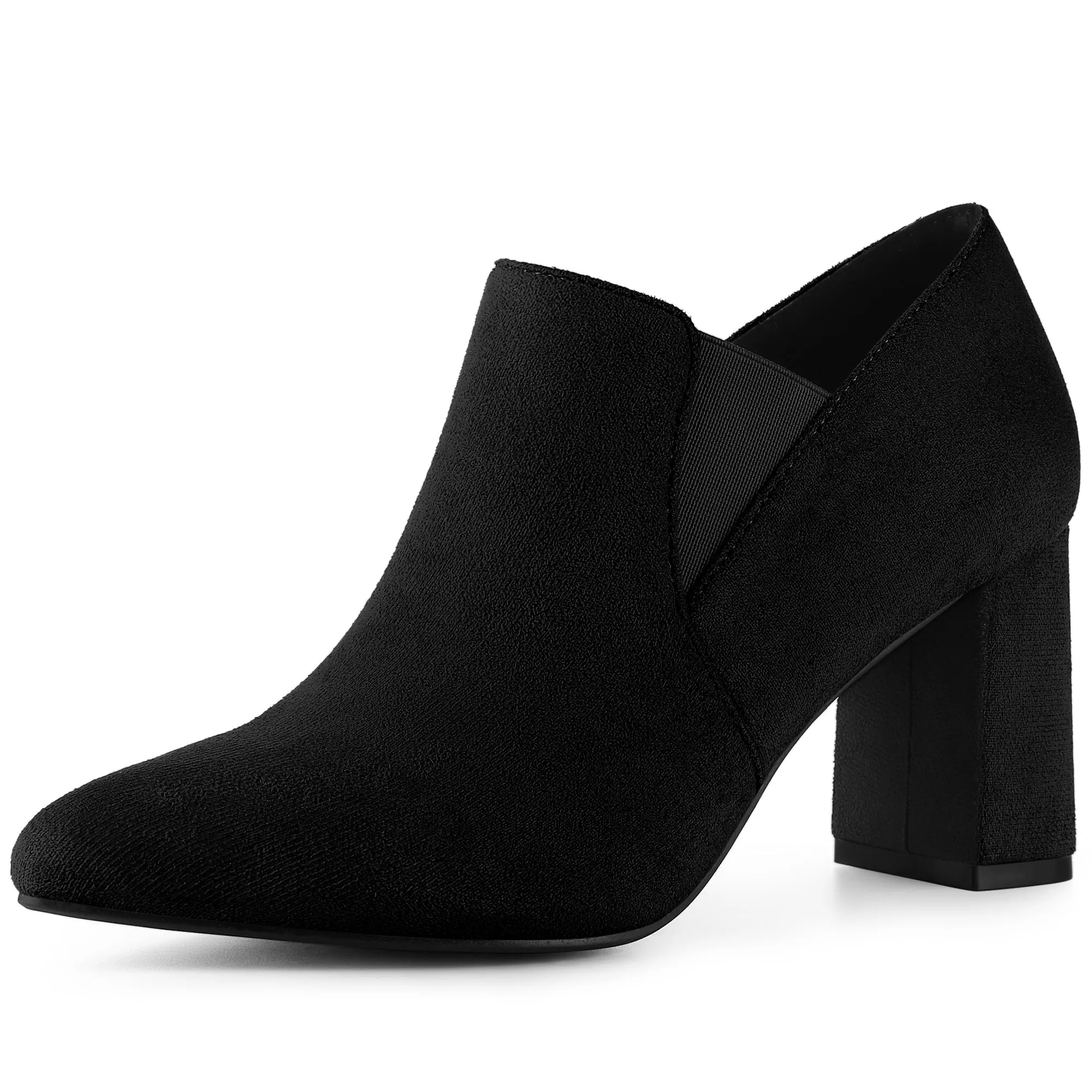 Perphy Pointy Toe Slip on Chunky Heels Chelsea Ankle Booties for Women