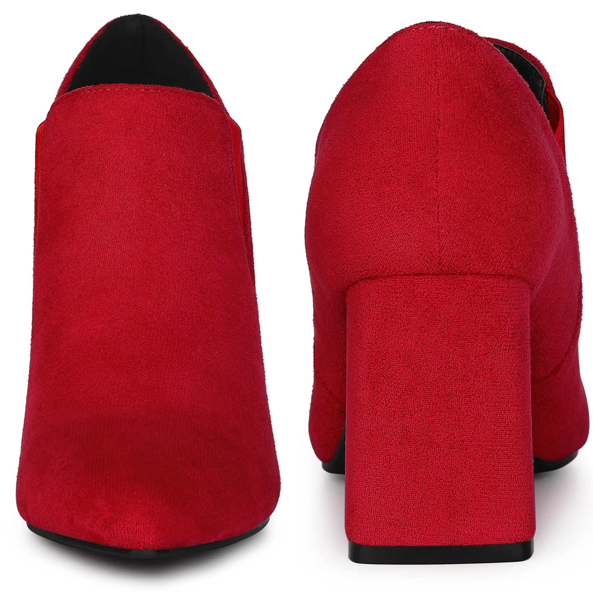 Perphy Pointy Toe Slip on Chunky Heels Chelsea Ankle Booties for Women