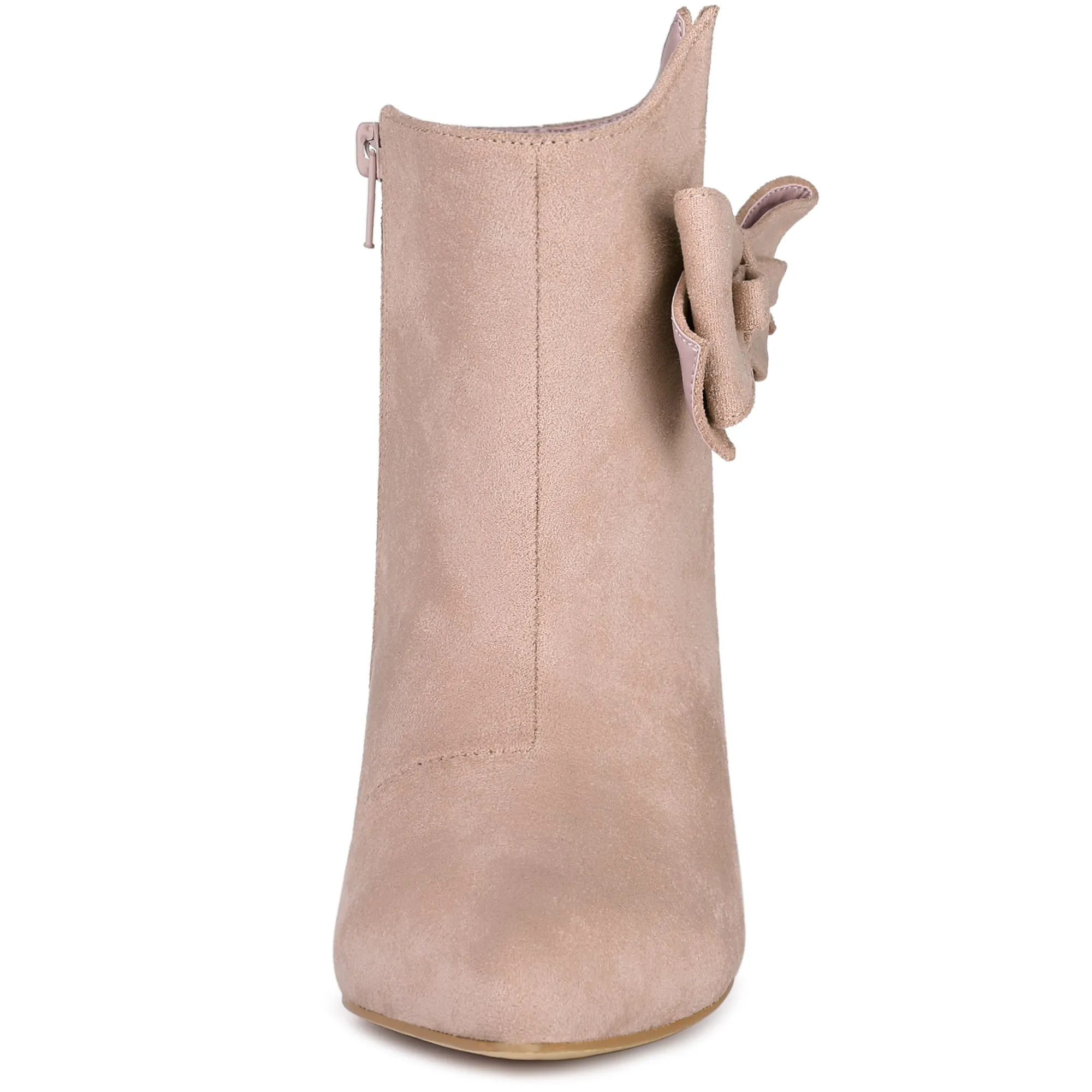 Perphy Women's Bow Pointed Toe Stiletto Heels Ankle Boots