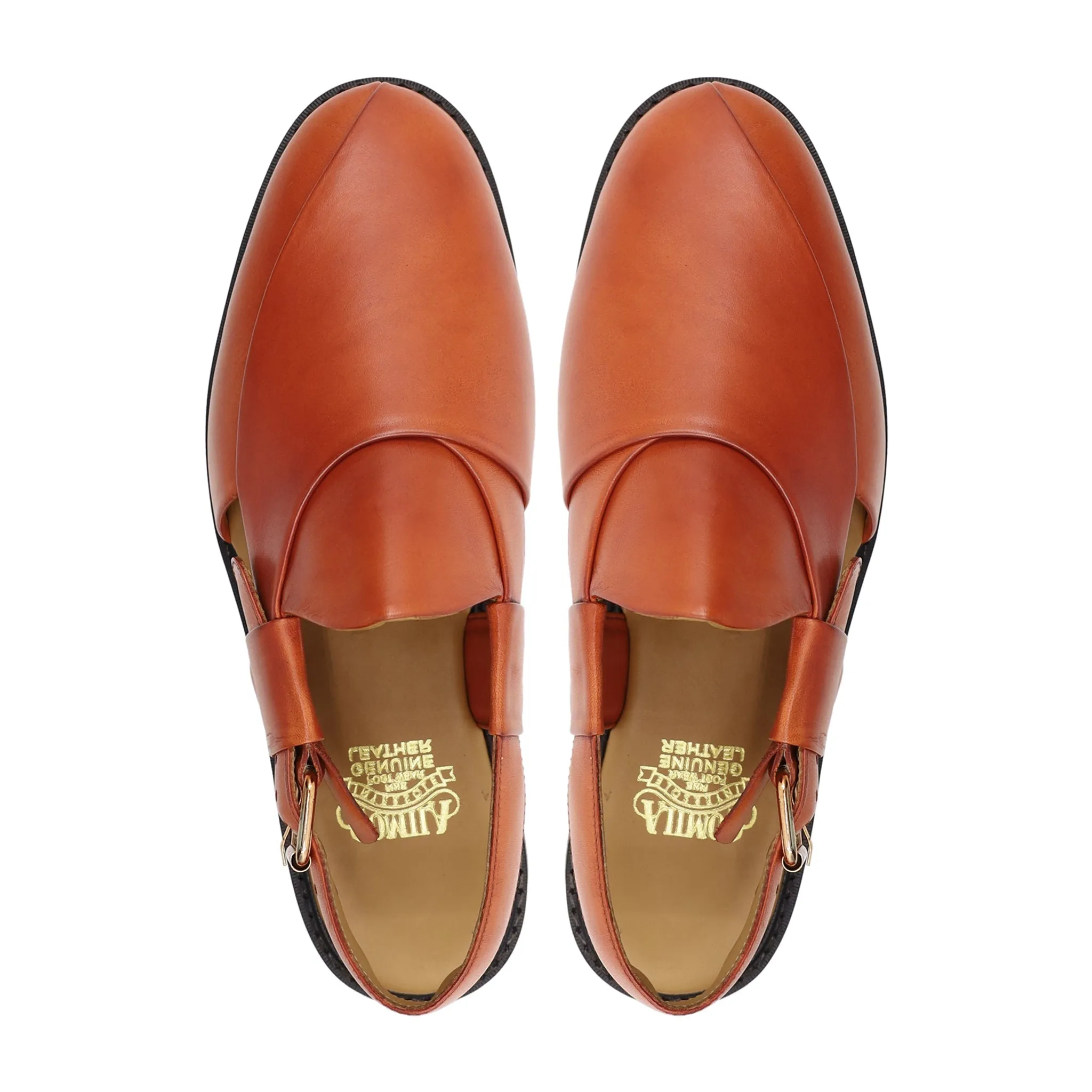 Persog - Men's Orange Calf Leather Sandal