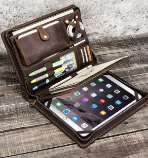 Personalized Men's Leather Portfolio, Organizer Folder, Business Briefcase,Engraving Gift/ 4611