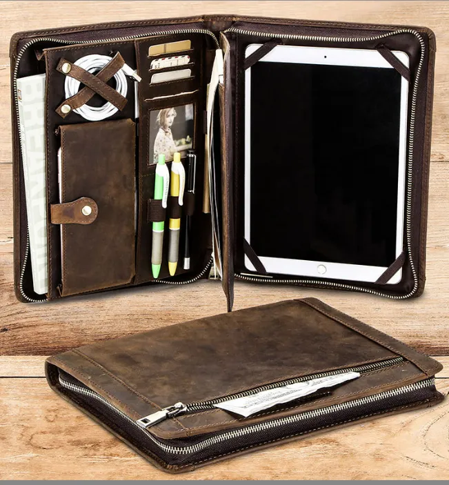 Personalized Men's Leather Portfolio, Organizer Folder, Business Briefcase,Engraving Gift/ 4611