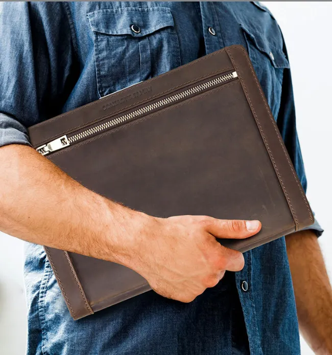 Personalized Men's Leather Portfolio, Organizer Folder, Business Briefcase,Engraving Gift/ 4611