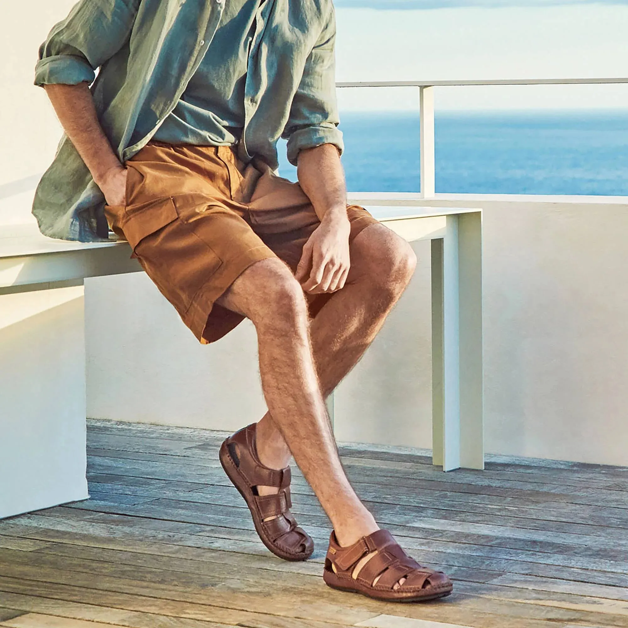 Pikolinos Men's Tarifa 06J-5433 Leather Sandals Cuero Brown