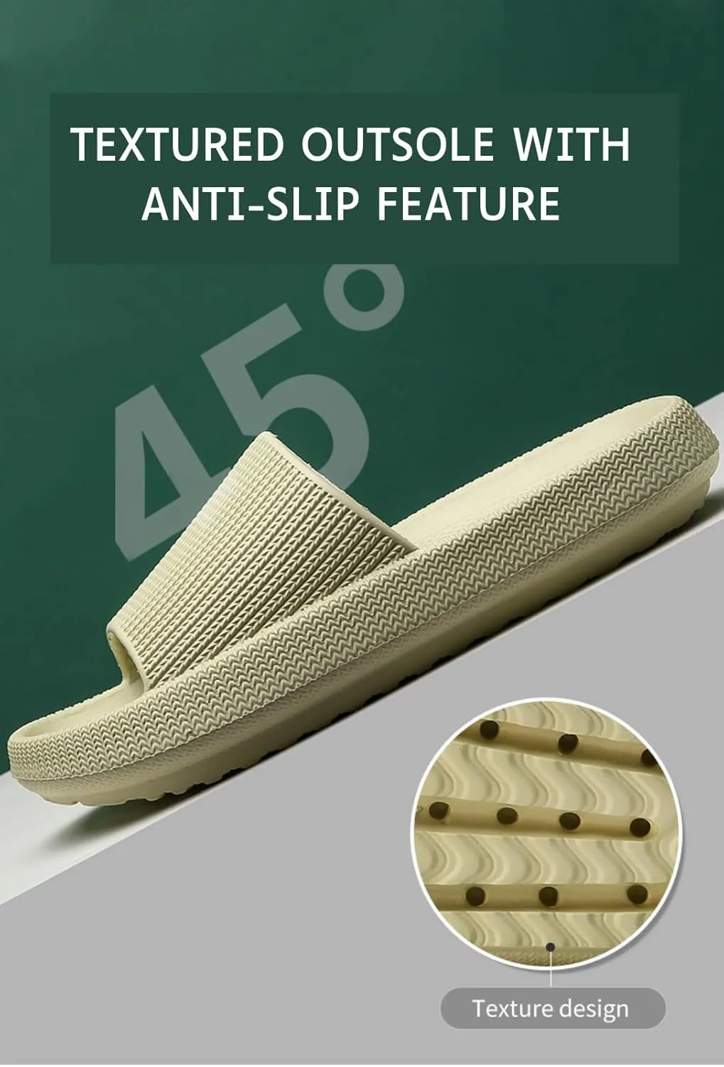 Pillow Slippers for Men and Women, House Slides Non-Slip Cloud Bathroom Sandals Quick Drying Ergonomic Shower Slides Thick Sole Ultra Cushion