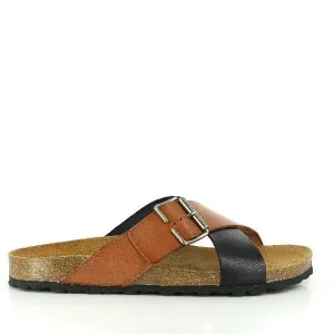 Plakton 105011 Black & Brown Cross-strap Sandals