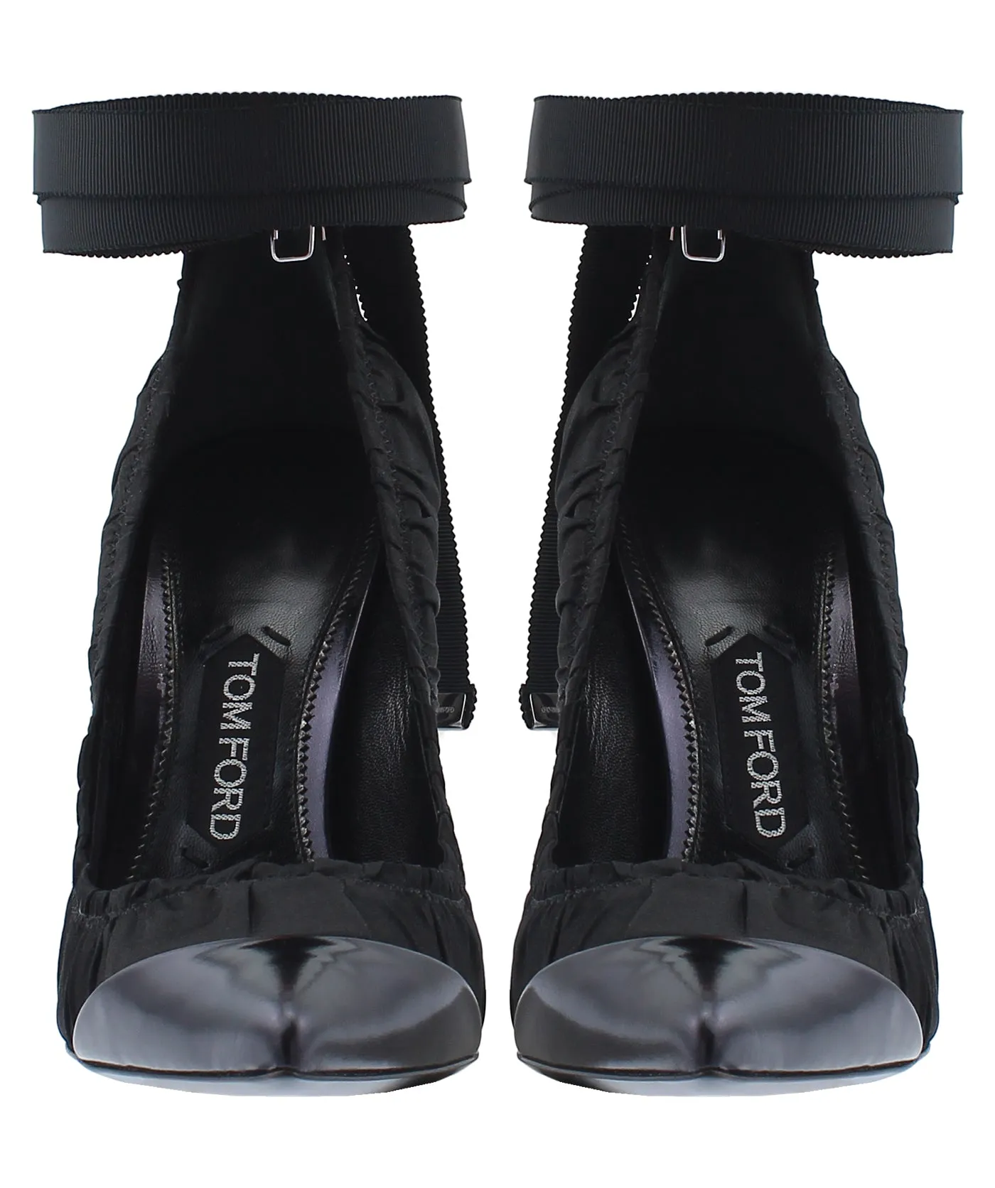 Pointed Pleated Fabric Leather Pumps