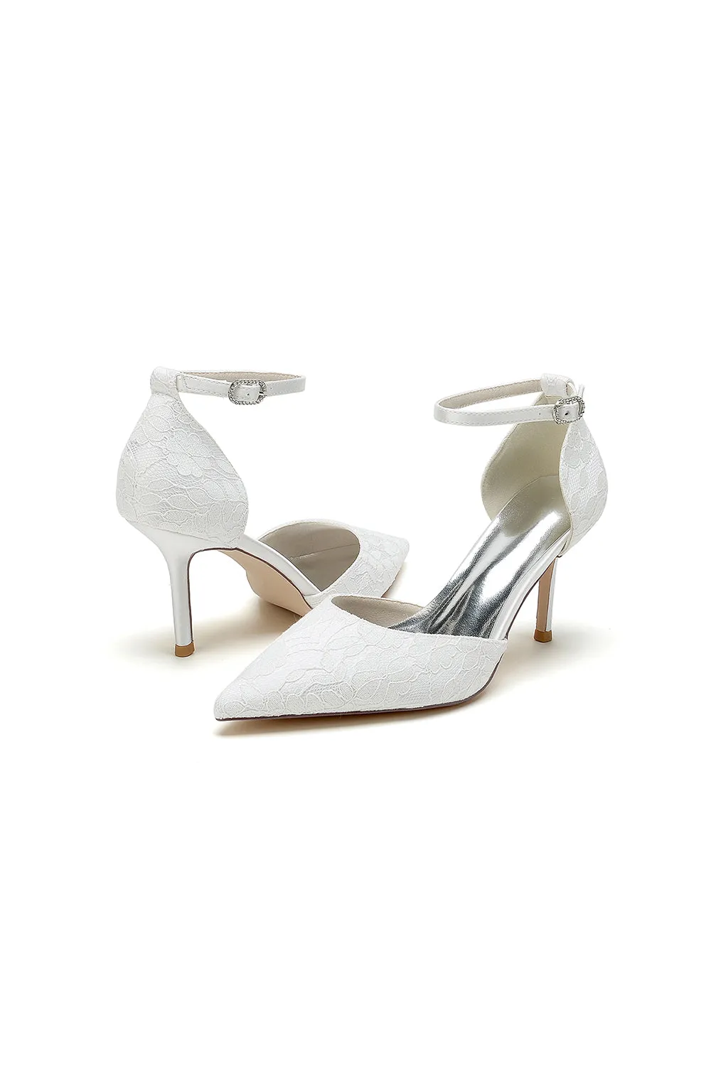 Pointed Toe Bridal Heels with Ankle Strap