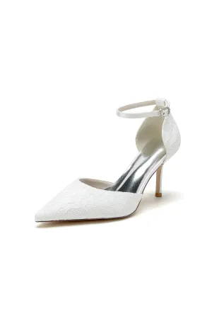 Pointed Toe Bridal Heels with Ankle Strap