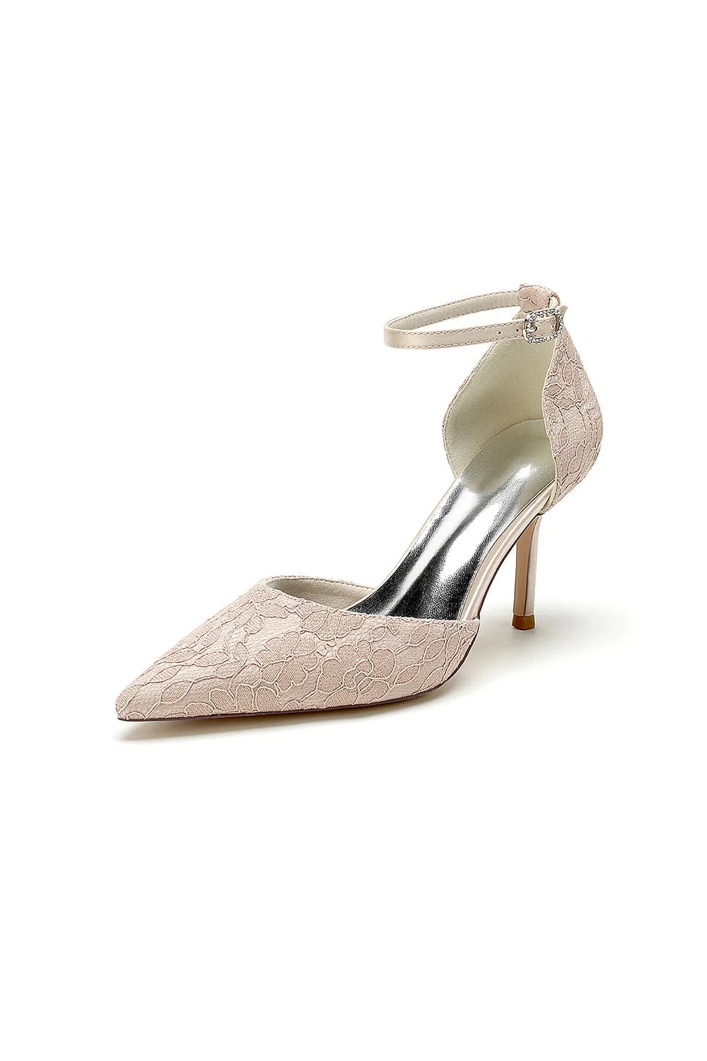 Pointed Toe Bridal Heels with Ankle Strap