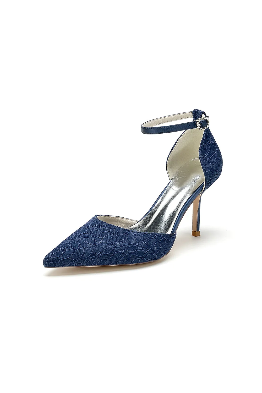 Pointed Toe Bridal Heels with Ankle Strap