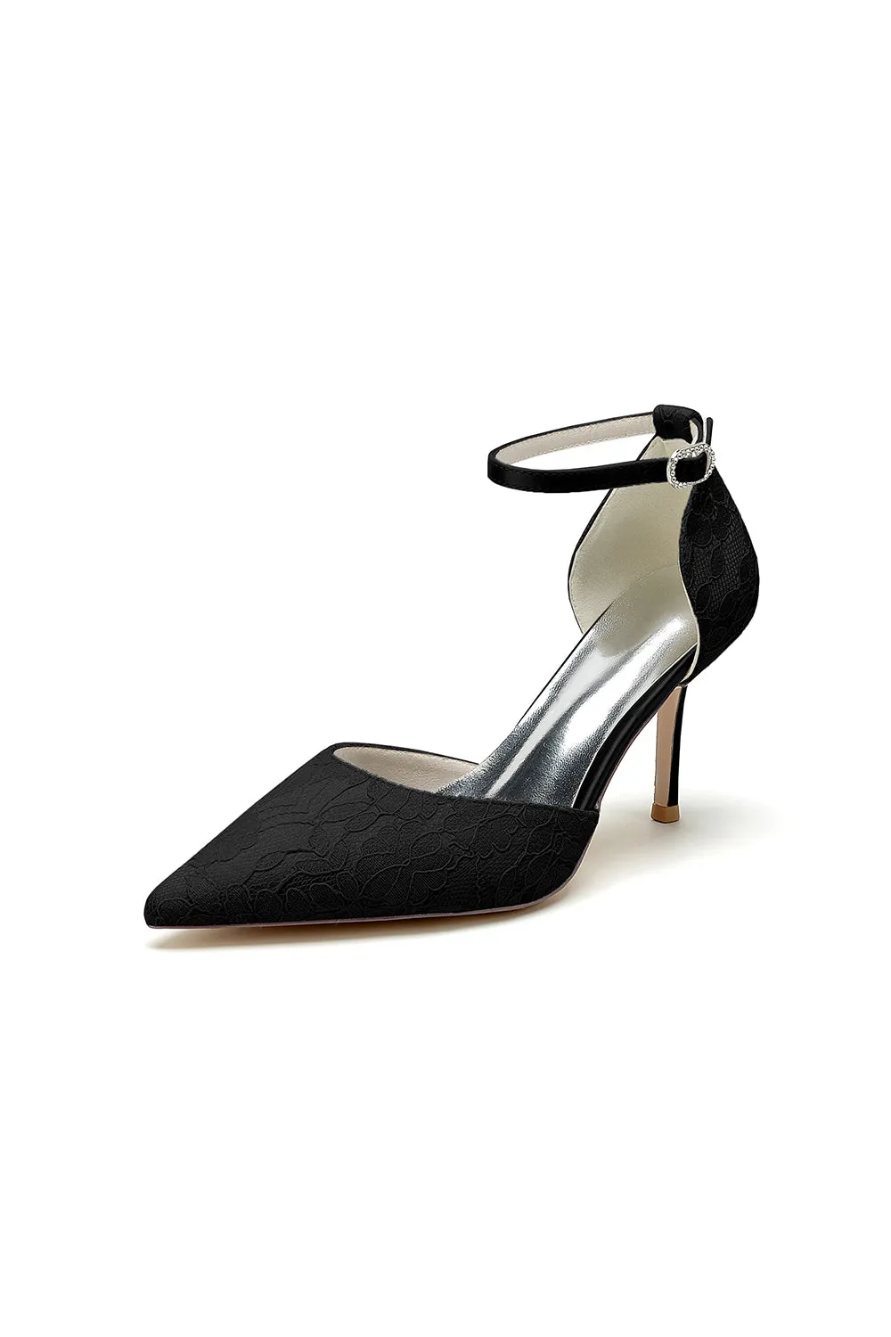Pointed Toe Bridal Heels with Ankle Strap