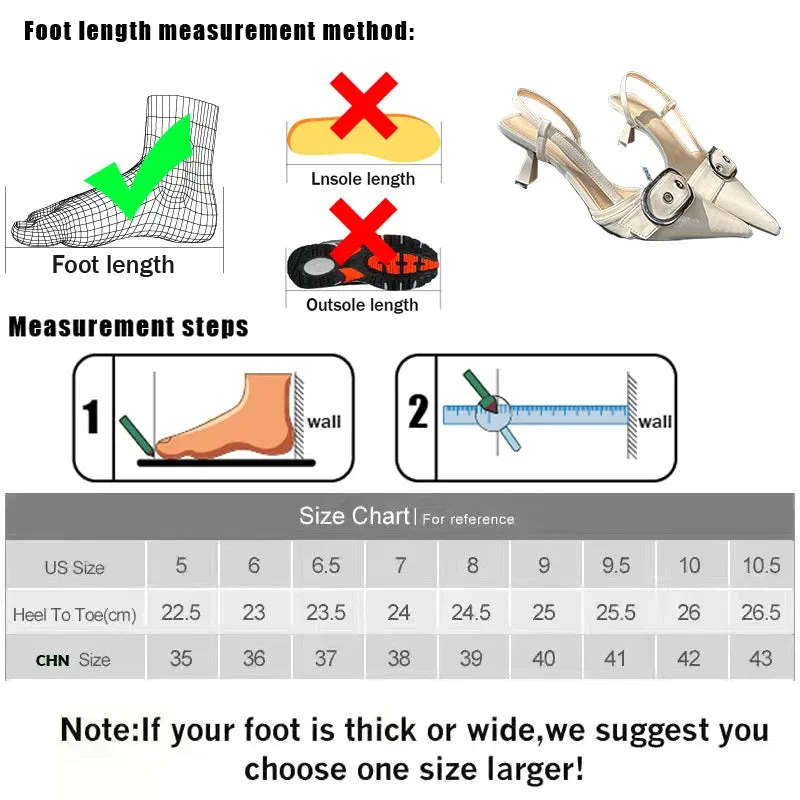 Pointed Toe Sling back Heels – Women's Metal Buckle Dress Shoes