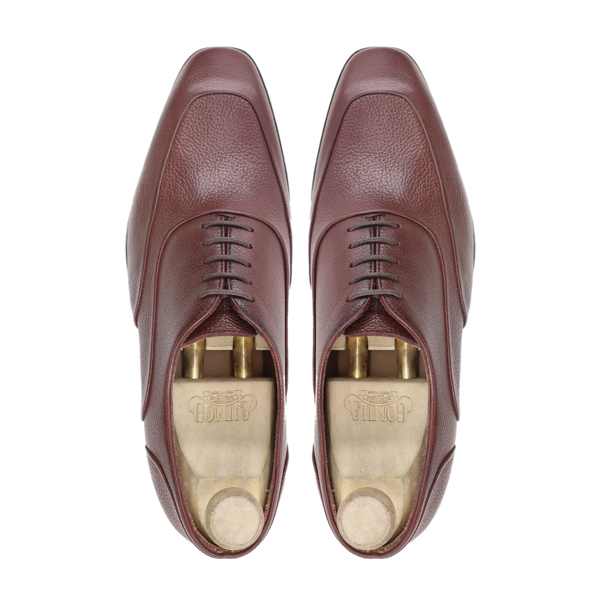 Poligiros - Men's Oxblood Pebble Grain Leather Oxford Shoe