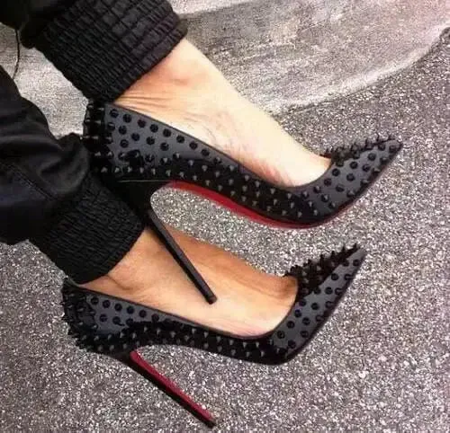 POX3 - Vegan Leather High Heel Spiked Stiletto. Women 6-12CM