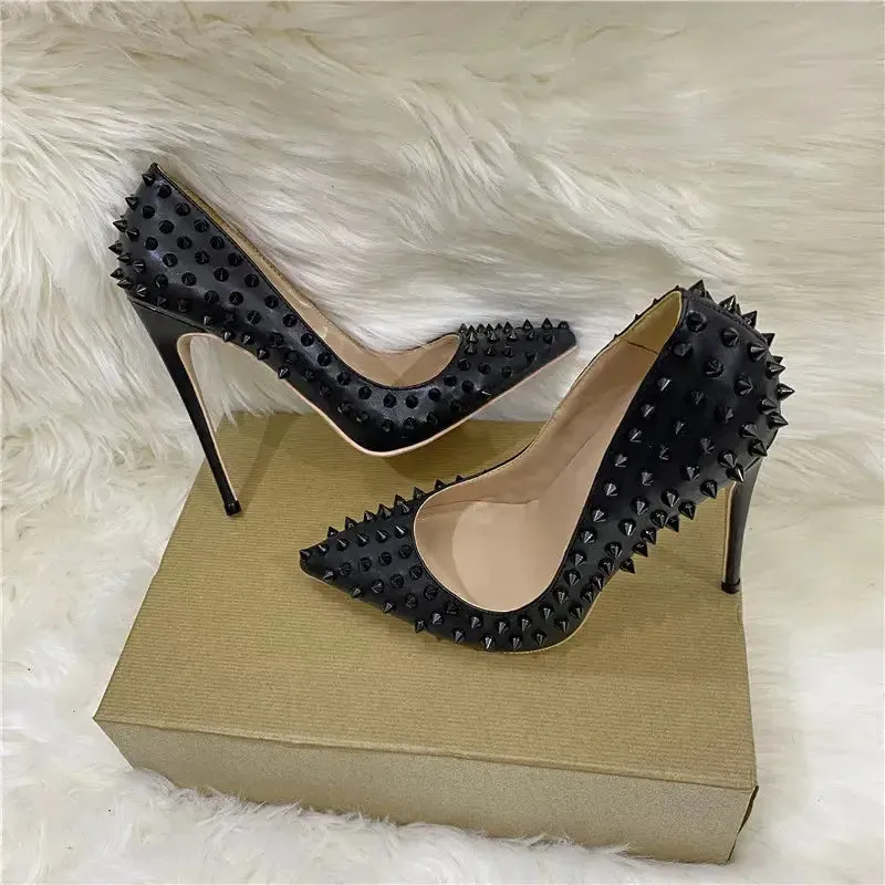 POX3 - Vegan Leather High Heel Spiked Stiletto. Women 6-12CM